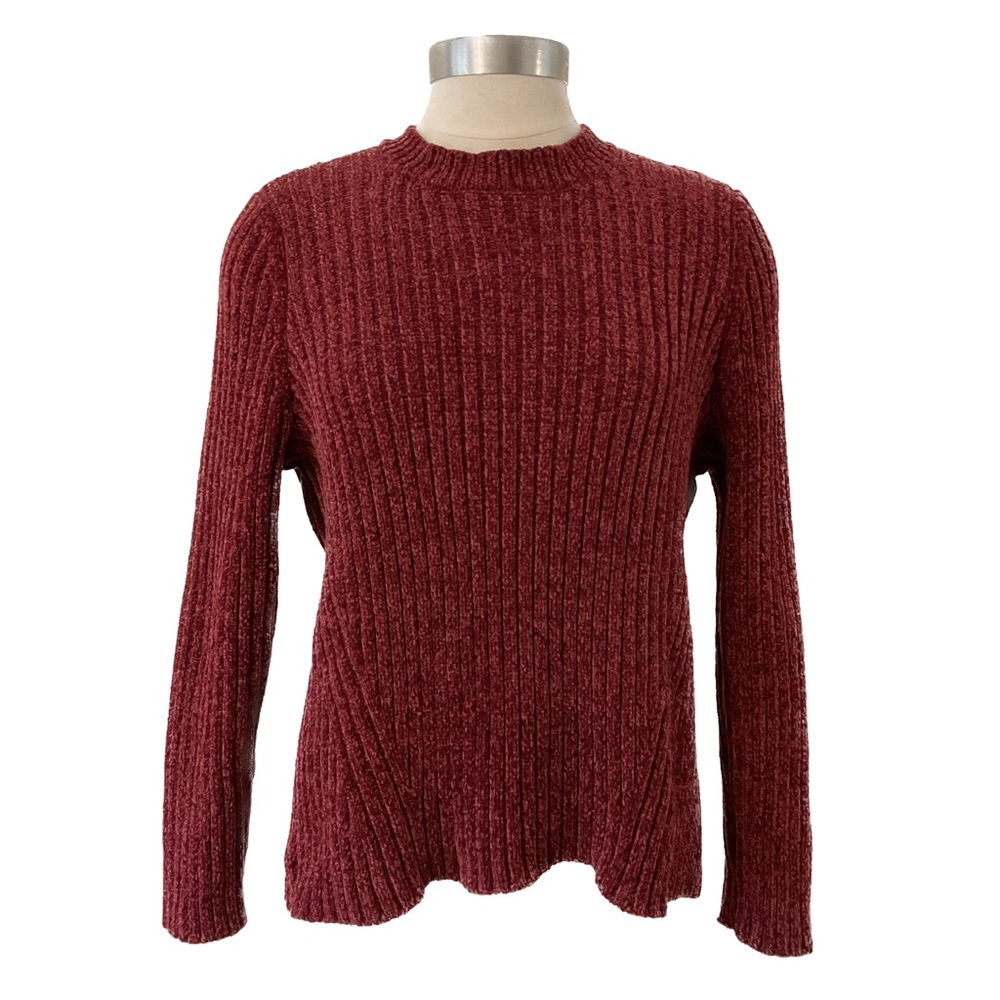 JACHS Girlfriend Berry Ribbed Chenille Crew Neck Sweater Ladies Size L
